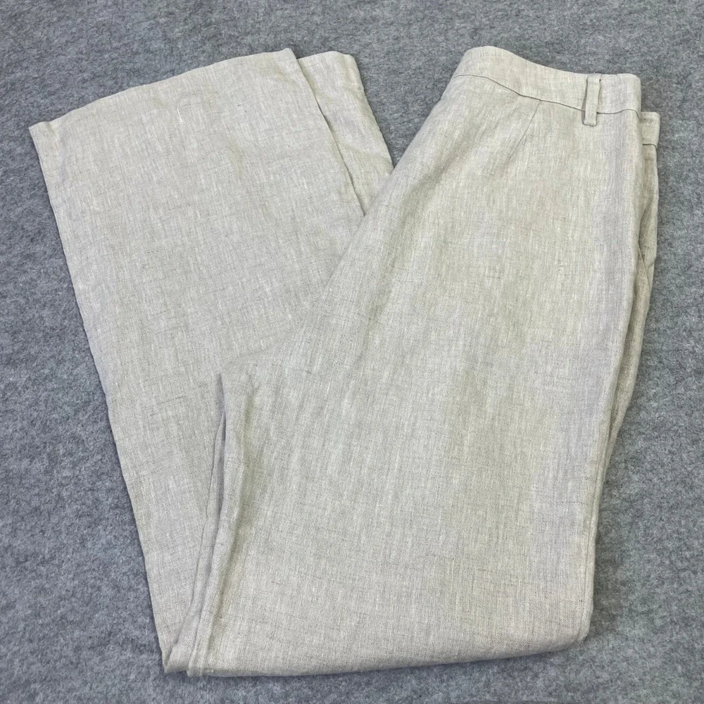 Reformation Veda High Waisted Wide Leg Linen Pants 8 Oatmeal Beige Bohemian